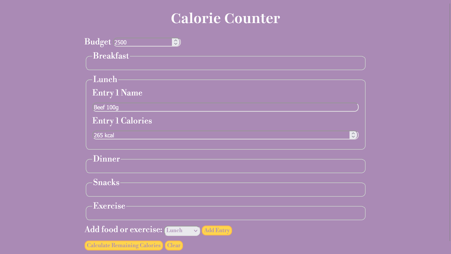 Calorie Counter